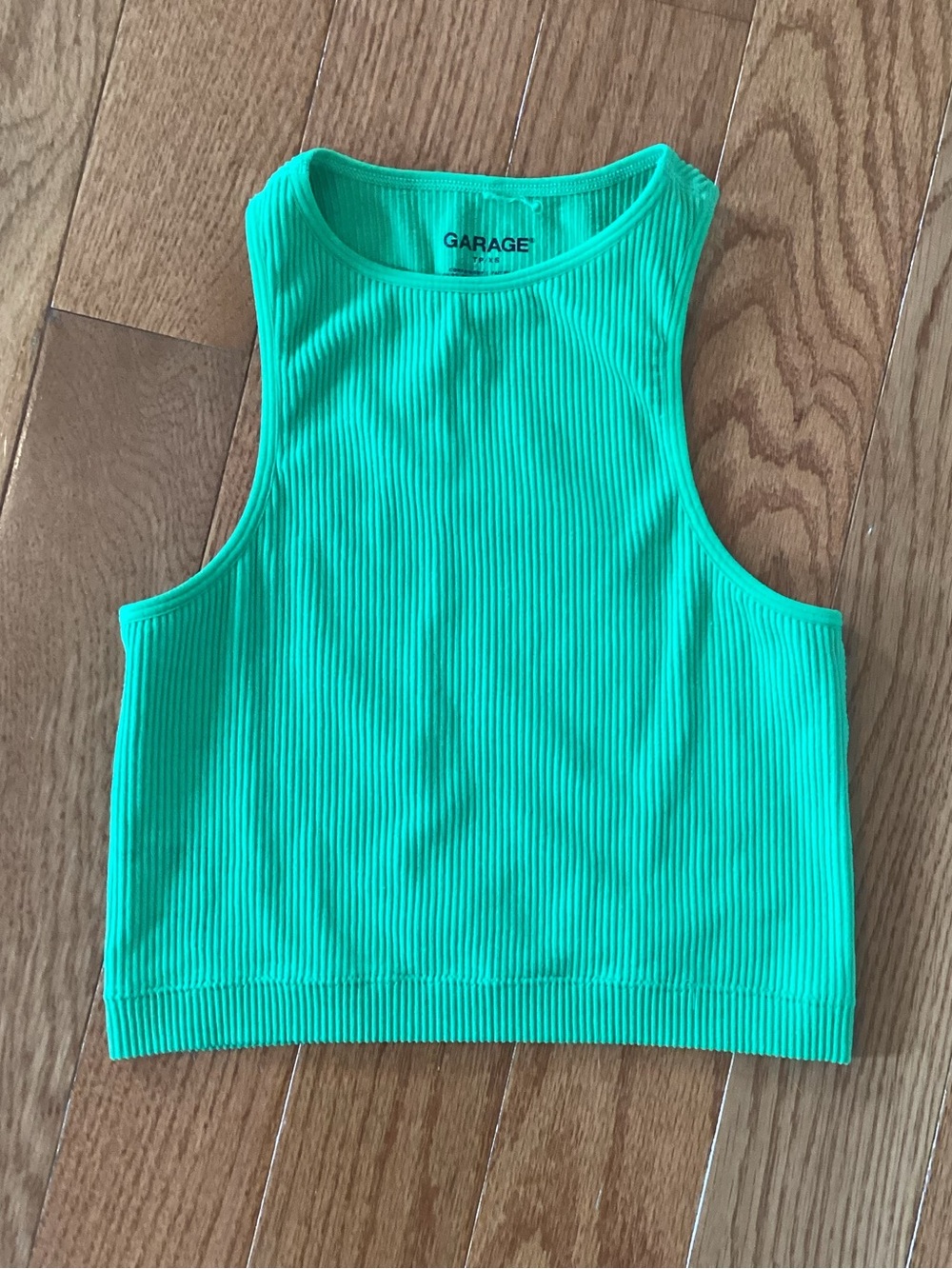 Garage Ribbed Crop Tank Top in Bright Green - women’s XS